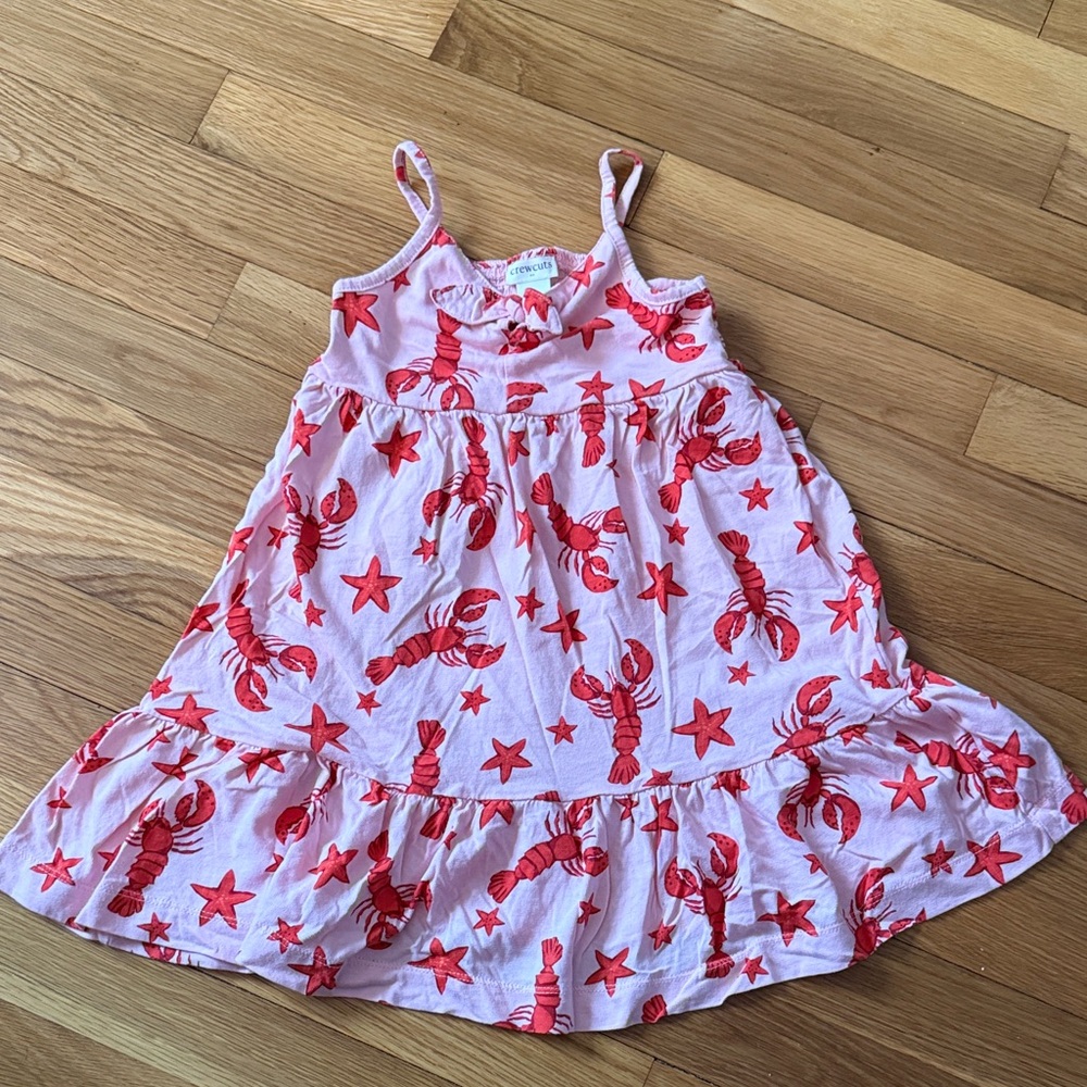 Crewcuts Pink Sundress with Red Lobster & Starfish Motif